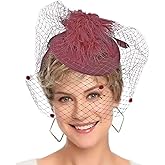 HIWIND Fascinators Hat Women Tea Party Pillbox Veil Cocktail Mesh Hat