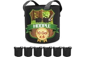 HOOPLE 6Pack 10 Gallon Grow Bags Garden Heavy Duty Non-Woven Aeration Plant Fabric Pot Potato Container Perfect for Potato,Strawberry,Chili,Carrot,Radish,Peanut and Other Vegetables(Black) (10 gallon)