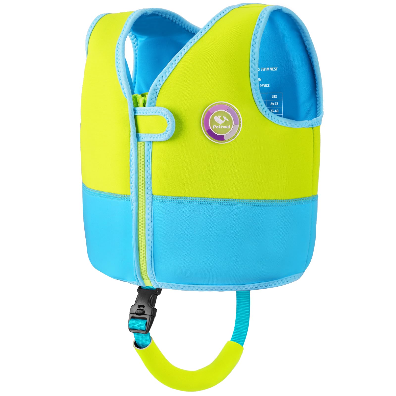Pottwal Swim Vest for 3-6 Years (40-66LBS) - Green-Blue Color Block