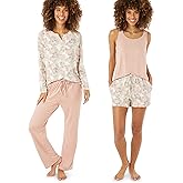 Eddie Bauer 4pc Women's Pajama Sets - Long Sleeve & Jogger Pajama Set for Women - Womens Pajama Sets Shorts & Crewneck Top