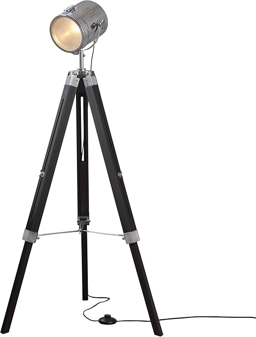 Tripod Floor Lamp Nautical Spotlight Vintage Studio Wooden Light for