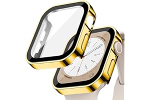 EIHAIHIS Tempered Glass Screen Protector for Apple Watch case Series SE 9 8 7 6 5 4 40mm 44mm 41mm 45mm 49mm Ultra 2 Waterproof Cover PC Protective Bumper for iwatch Gold 40