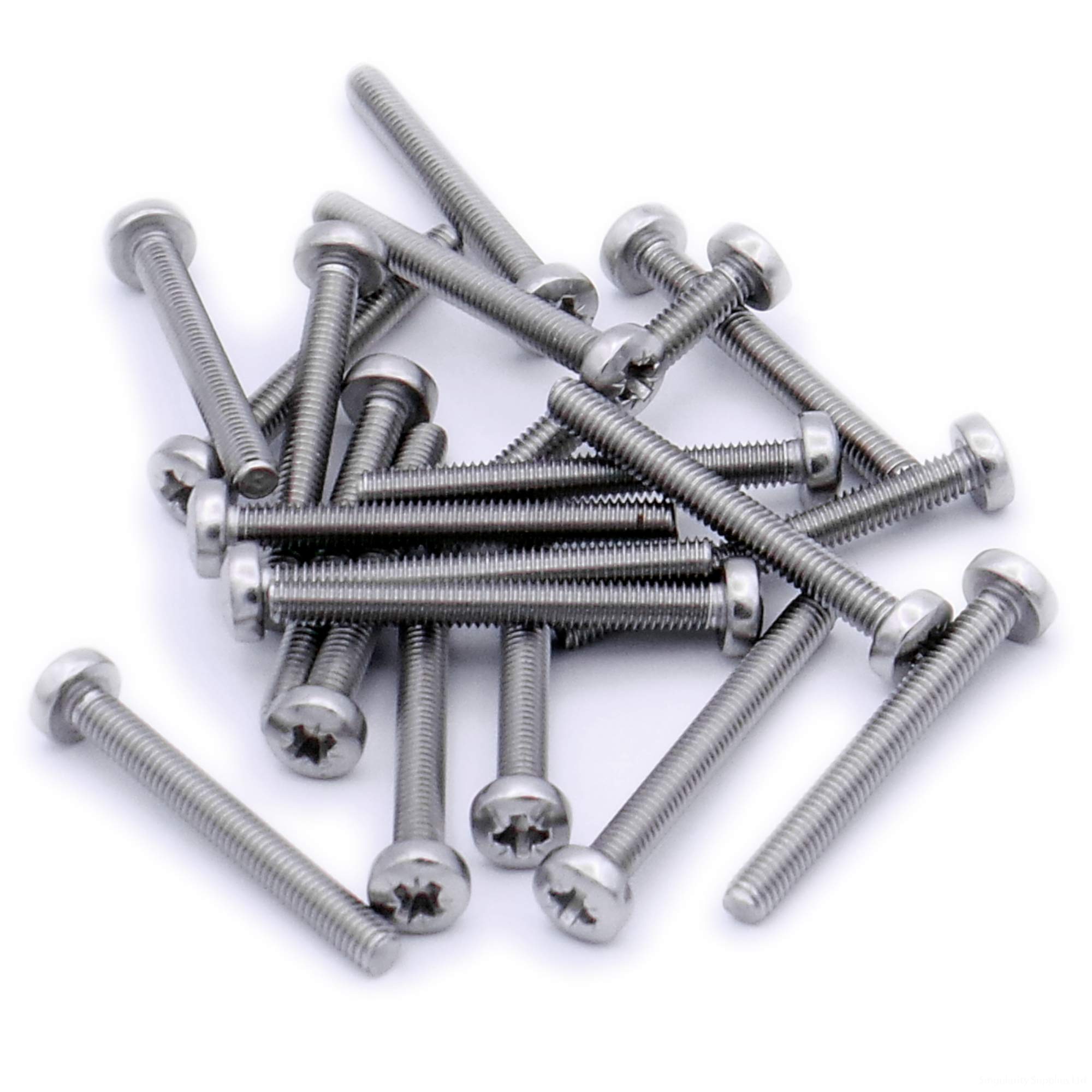 M3 (3mm x 25mm) Pozi Pan Machine Screw (Bolt) - Stainless Steel (A2) (Pack of 20)