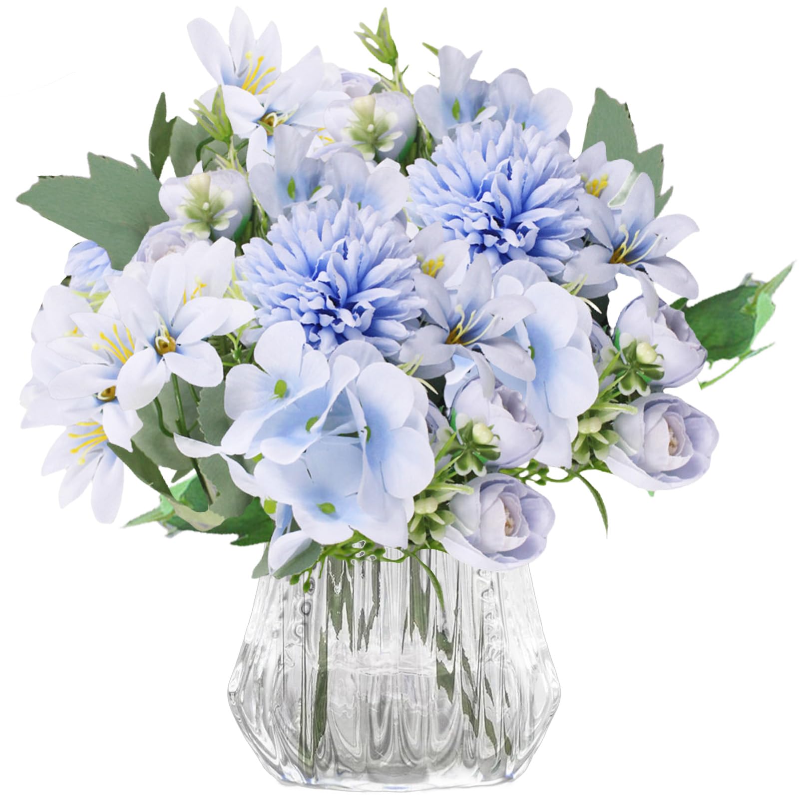 astylishome Small Artificial Flowers Hydrangea with Stem Real Touch Fake Hydrangeas Flower Bouquets for Wedding Home Party Garden Centerpiece Pack of 28 Blue 1018
