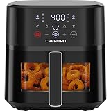 Chefman Air Fryer – 6 QT Compact Airfryer for Quick & Easy Meals, Features Hi-Fry Technology for Extra Crisp, Easy-View Window, Touch Controls with 4 Presets, Nonstick & Dishwasher Safe Basket - Black