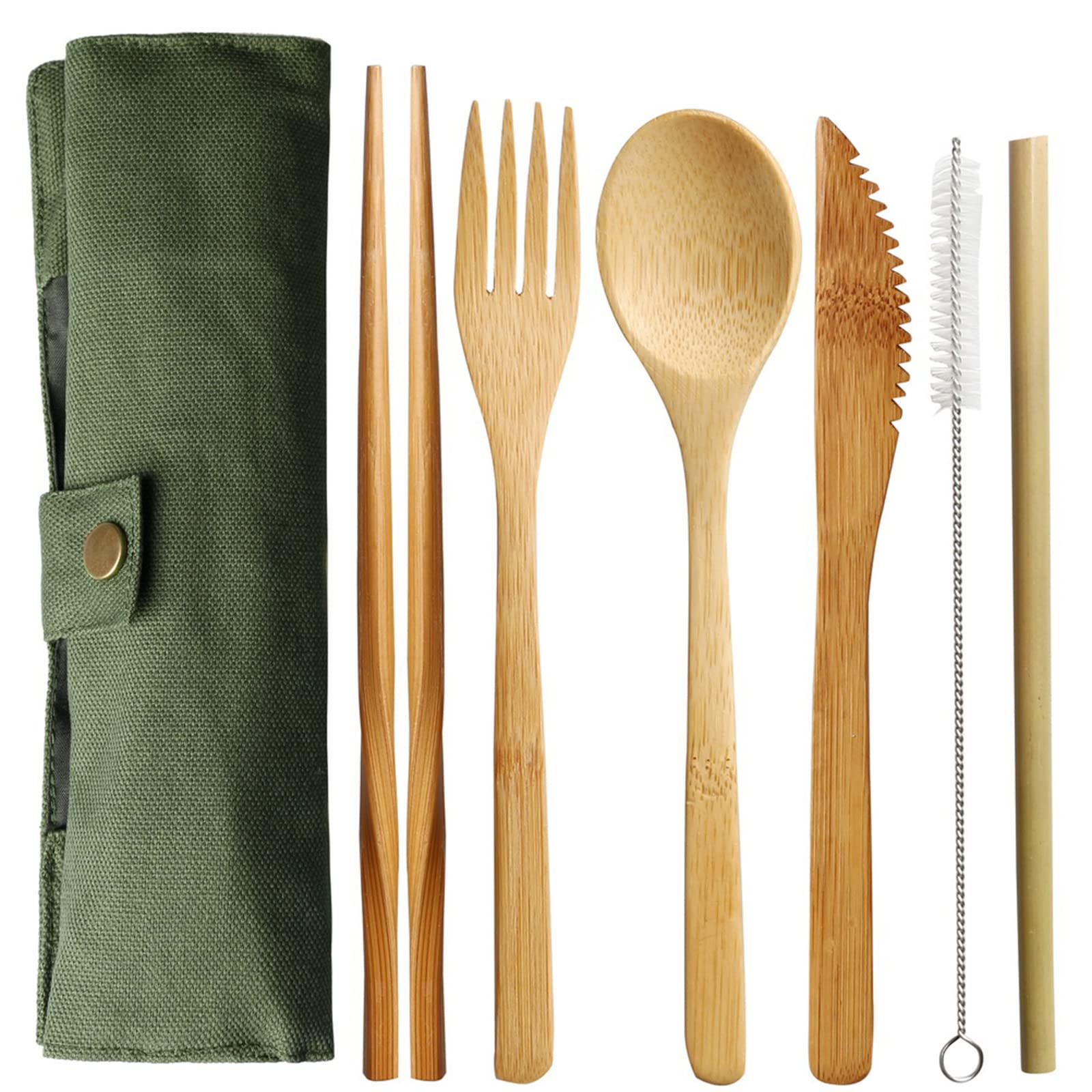 nuoshen Bamboo Cutlery Set, Reusable Bamboo Utensils Set Eco Friendly Travel Tableware Set