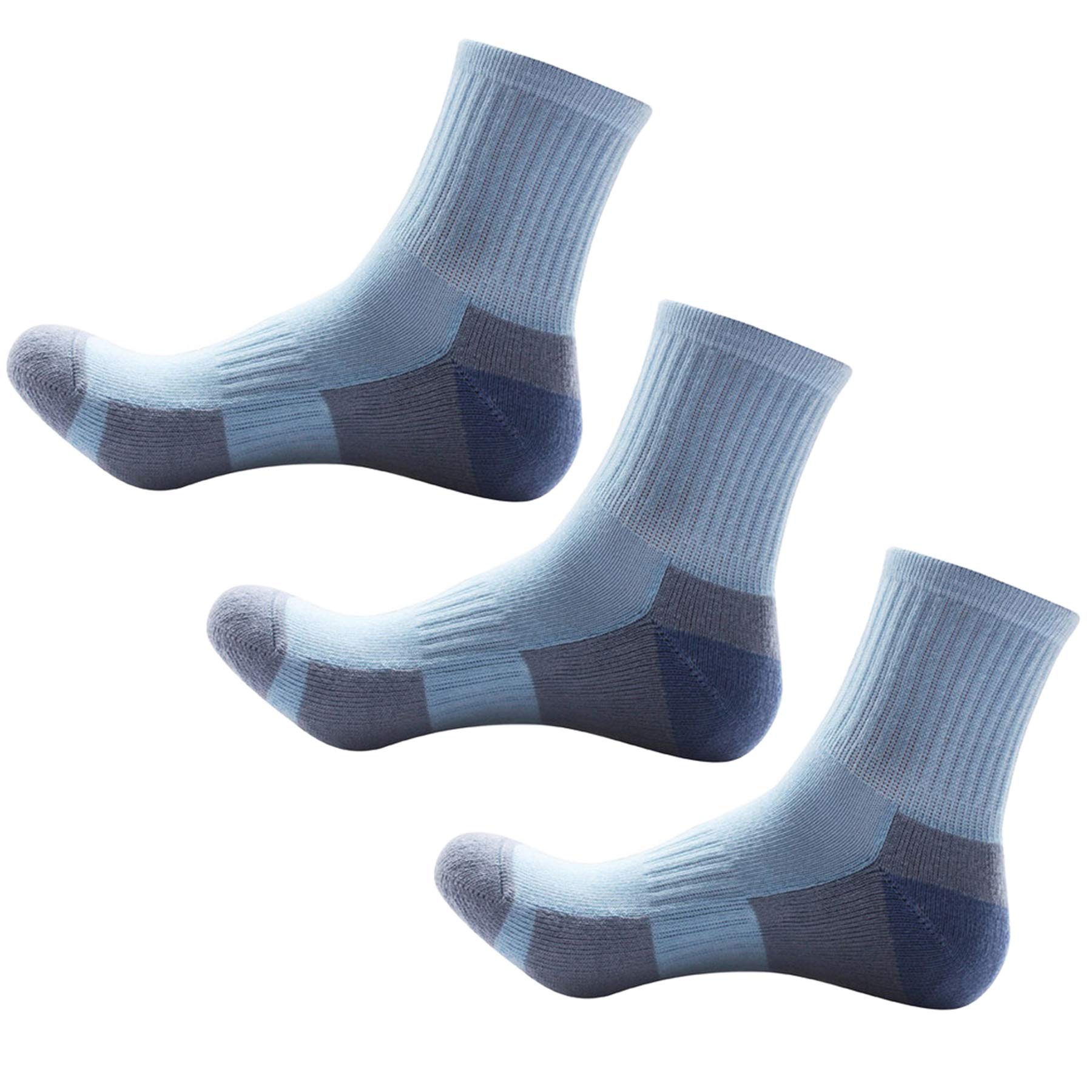 Men Women Girls Quarter Walking Socks - 3 Pairs, UK Size 2-7, Anti Blisters, Soft, Warm, Comfortable, Breathable Nature Cotton Padded, Fit Well for Outdoor Sports Hiking Running Trekking Golf Camping