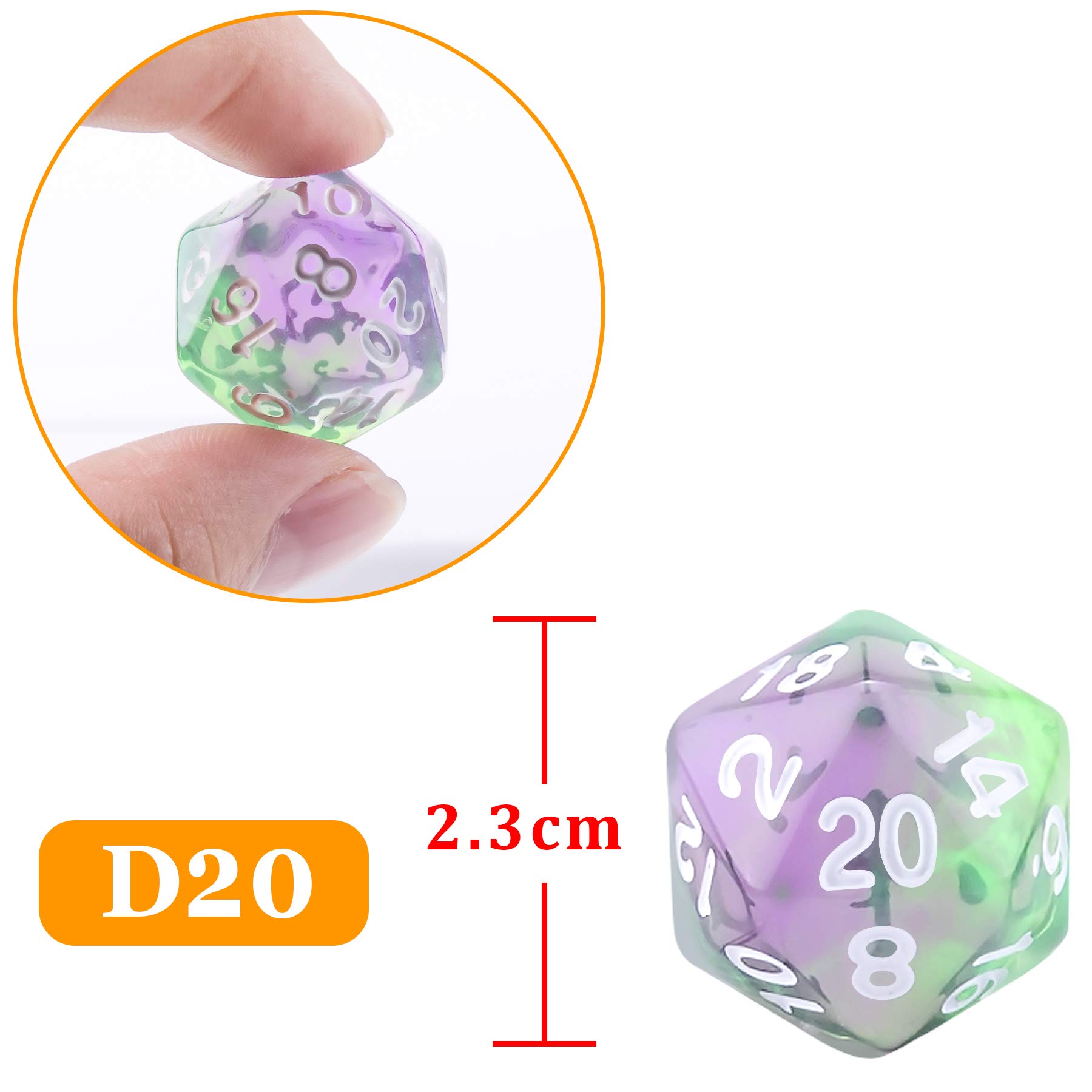 AUSTOR 35 Pieces Polyhedral Dice 20 Sided Game Dice Set Mixed Color 20 Sides Dice Assortment with a Black Velvet Storage Bag for DND RPG MTG Table Games