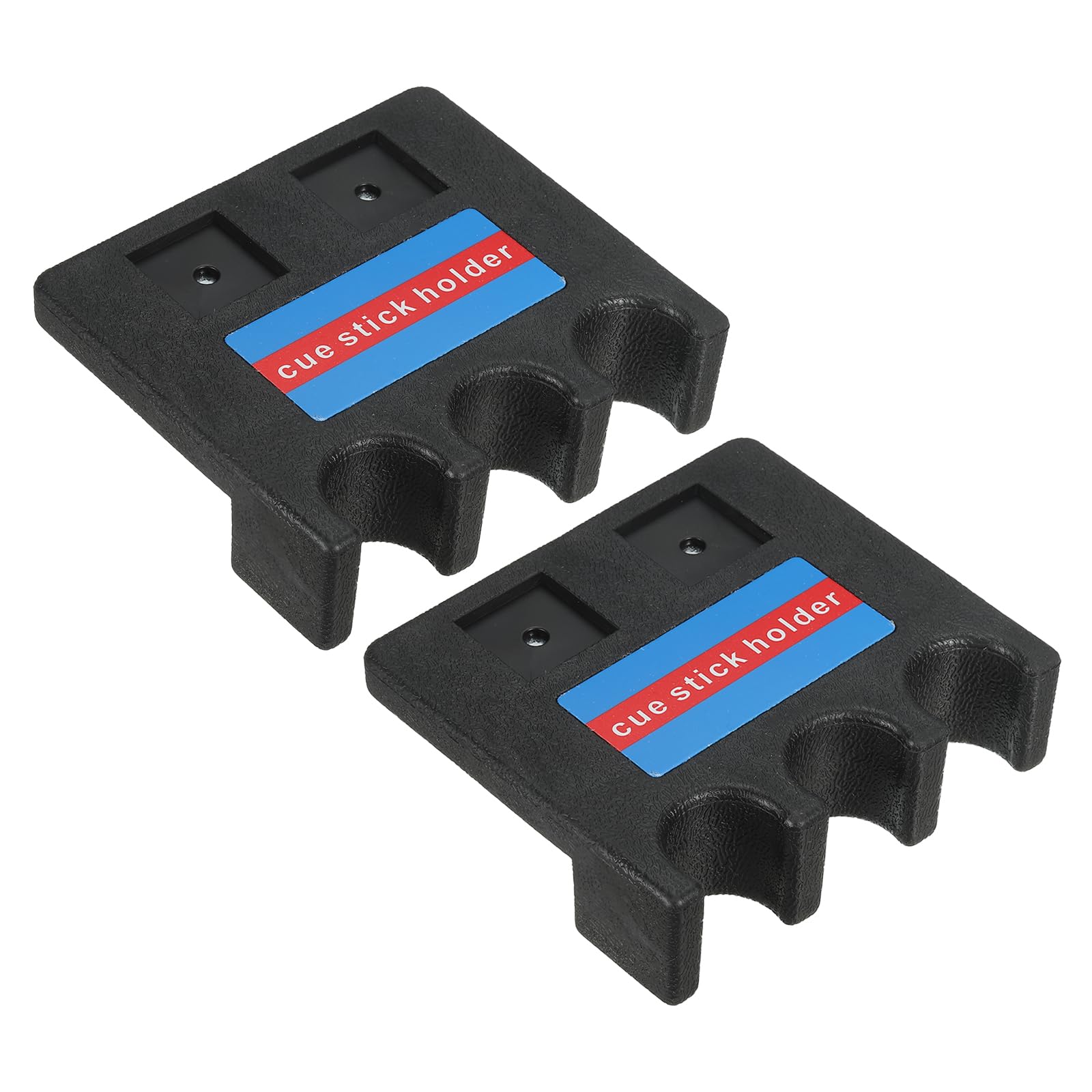 PATIKIL 2Pcs 3 Holes Cue Holder, Plastic Portable Pool Stick Holder Cue Rest Against Table for Billiard, Black