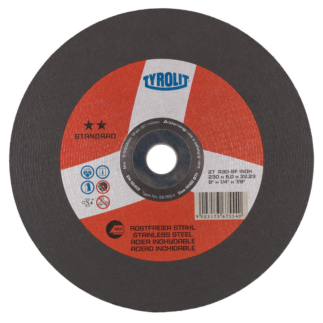 TYROLIT Rough grinding discs for stainless steel pack of 10 115mm