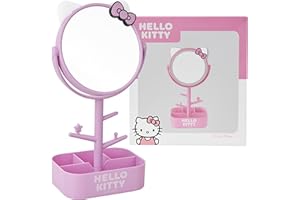 Get Trend Hello Kitty Sanrio Mirror with Jewelry Stand for Girls, Teens, Kawaii Makeup Mirror, Jewelry Holder, Bracelet Holder, Gifts for Girls (Pink Hello Kitty)