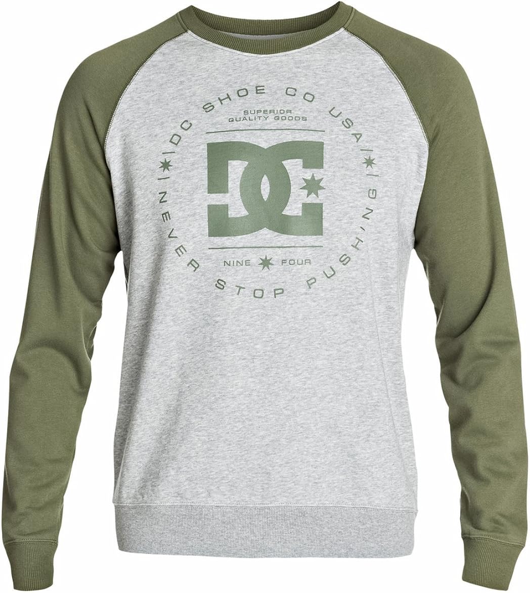 DC Clothing Men's Rebuilt Crew Neck Sweatshirt, Grey (Military), X