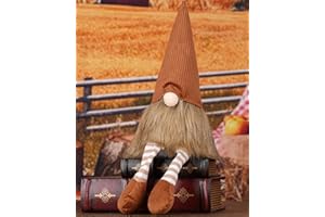 STRYAO Fall Gnome Decorations for Home, Handmade Fall Gnomes Plush Tiered Tray Decorations, Farmhouse Fall Gnomes Decor for Home Kitchen Party Decor Autumn Thanksgiving - Brown