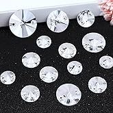 JINJIAO Sew On Rhinestone,Round Shape Flatback Sew On Crystal Mixed Size Sewing Gems with Holes for Clothes Shoes Costume Garment DIY Crafts，Crystal