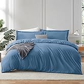 Hearth & Harbor Blue Heaven Duvet Cover King Size - 3 Piece Soft Double Brushed Bedding Set - Includes 1 King Duvet Cover with Button Closure 104x90 inches and 2 Pillow Shams