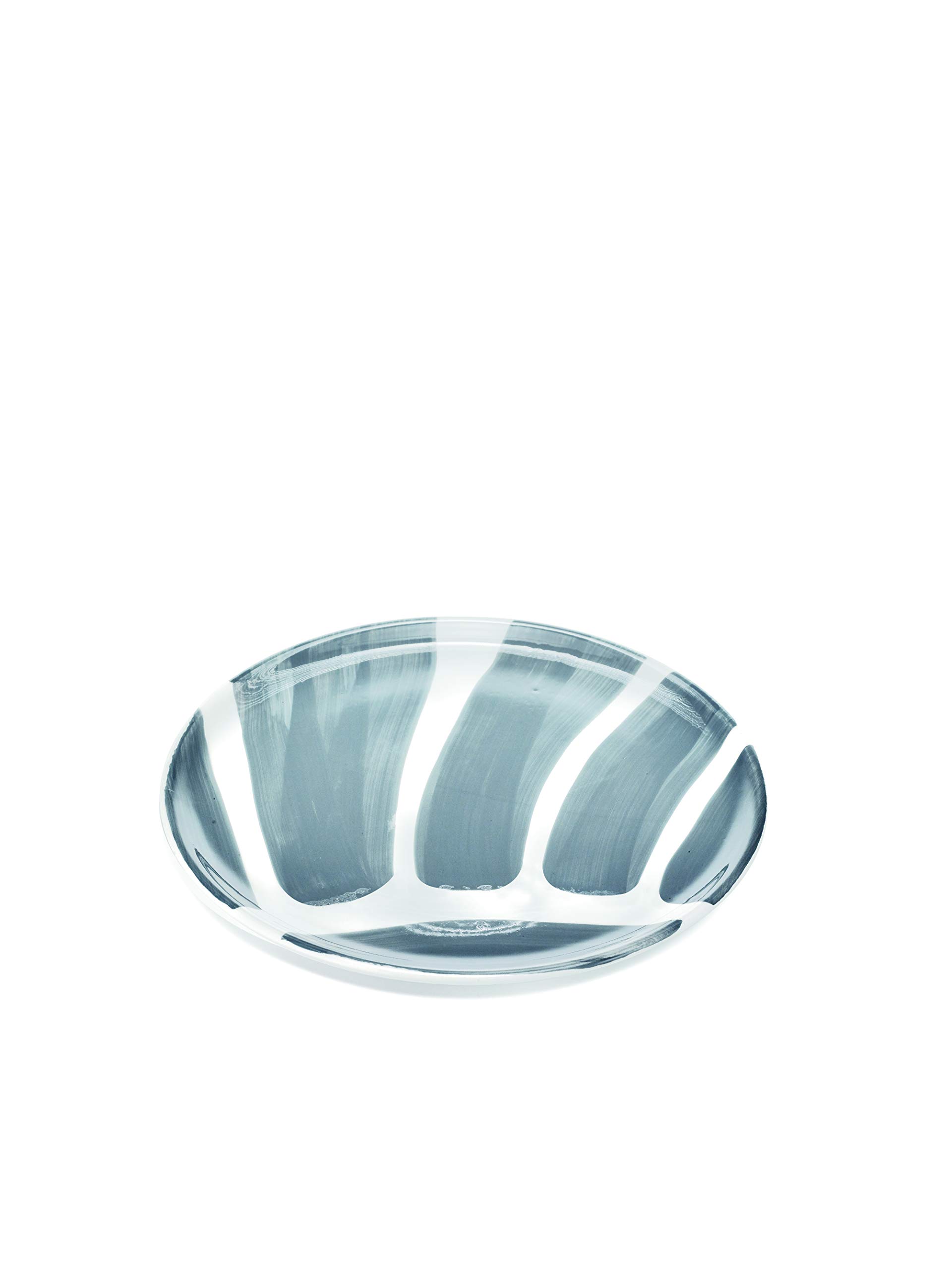 Zafferano Striche Set of 2 Pizza Plate, Handmade and Decorated, Brushed, Stoneware, d.33cm, Grey