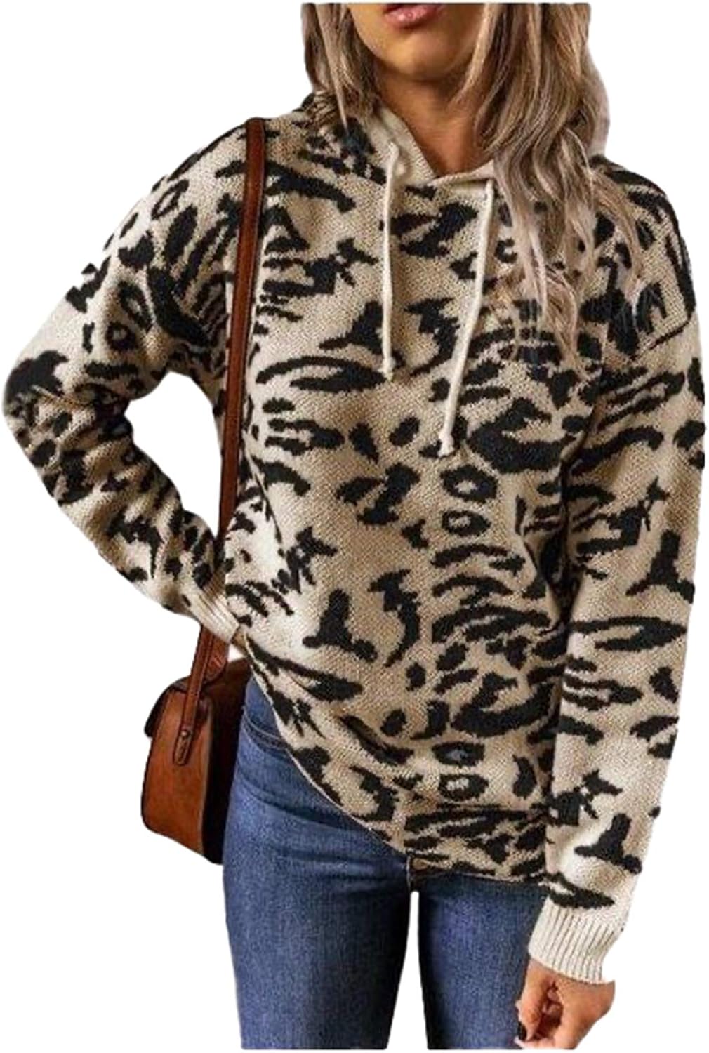 Lovingpod Women Sweaters Casual Oversized Leopard Printed Crew Neck Hoodie Long Sleeve Knit Pullover Jumpers Tops For Winter Pullovers Women Olharcidadao Com Br