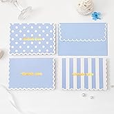 Crisky 3 Assortment Gold Foil Wavy Blue Thank You Cards with Envelopes (50 Pack) for Birthday, Baby Shower, Bridal Shower, Wedding, Graduation