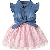 sweetabby Toddler Girl Clothes Denim Tulle Dresses Baby Summer Tutu Sundress Outfit Toddler Princess Dress for Girls