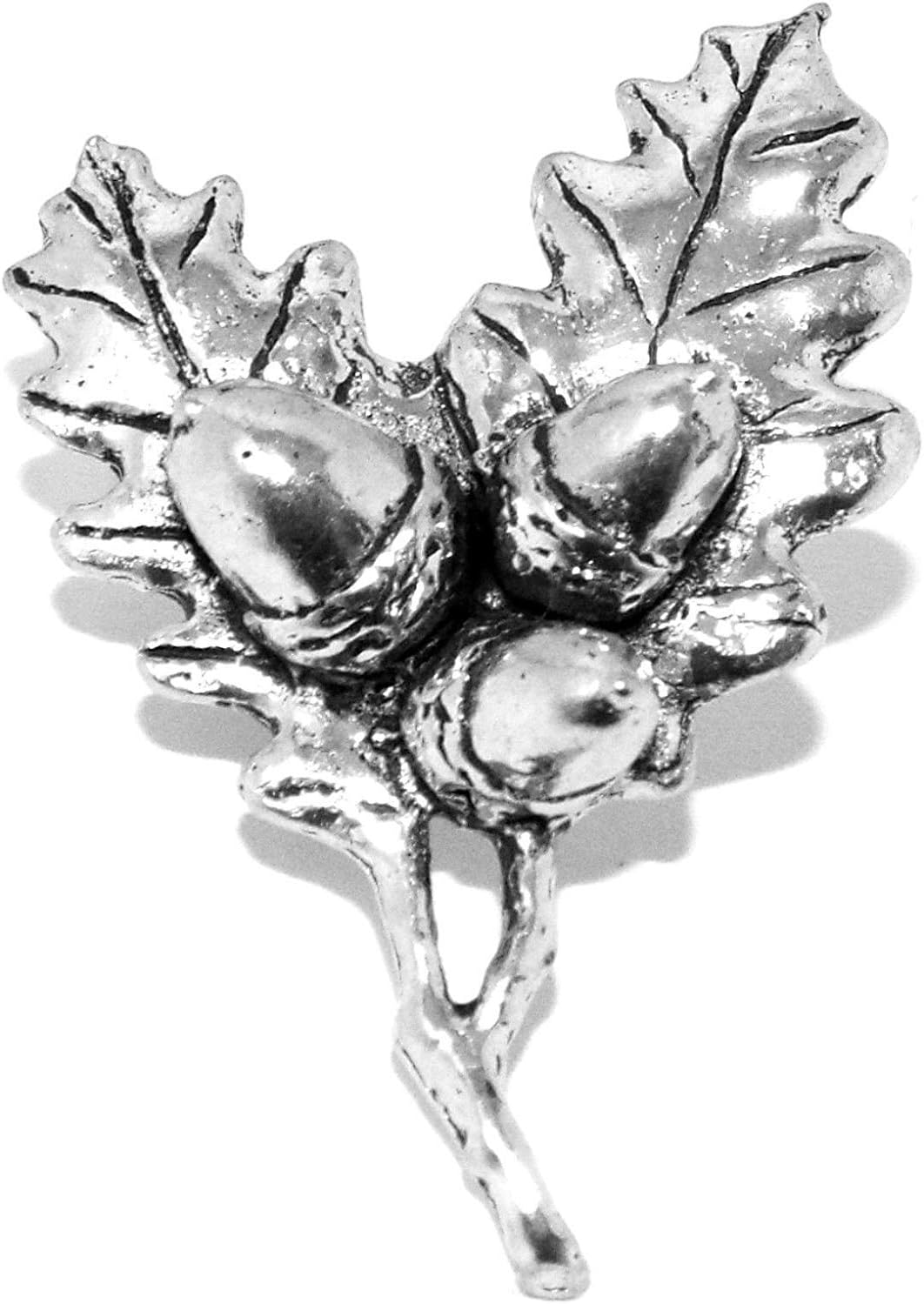 Silver PewterAcorn Oak Leaves Pin Badge/English Silver Pewter Brooch in gift pouch