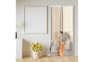 ABVRUN Plastic Door Curtain Magnetic Insulated Door Curtain & 3 Tracks for Sliding Freely and Switch, Keeps AC Cool/Heat Air from Escaping, Suitable for Patio/Balcony Screen Size: 39.37" x 94.5"