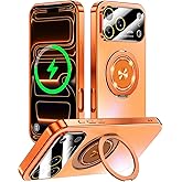 Togotomars for iPhone 17 Pro Max Case with Spin Magnetic Stand [Integrated Camera Cover] [Fit for MagSafe] Slim Shockproof Protection Phone case with Kickstand 6.9'', Cosmic Orange