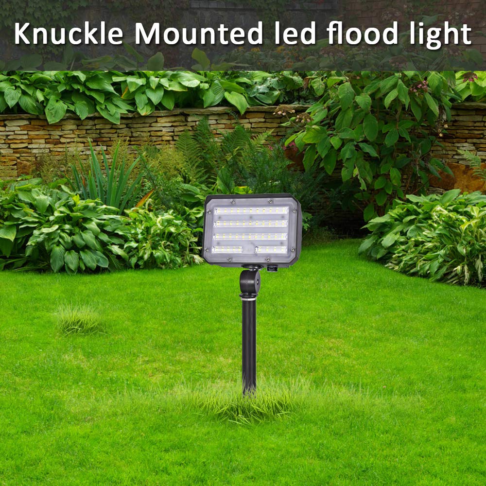 SZGMJIA 60W LED Flood Light with Knuckle, Outdoor Security Fixture Dusk-to-Dawn Photocell 5000K 7,800lm(300W Equivalent) 100-277V IP65 Waterproof with Base for Wall Mount for Entrance Garden Yard