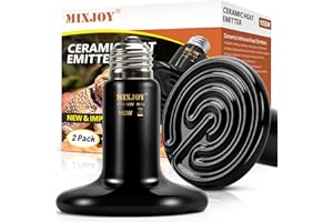 MIXJOY 2Pack 150W Reptile Heat Lamp，No Light Emitting Ceramic Heat Emitter，Infrared Heat Lamps for Terrarium Chicken Coop Liz