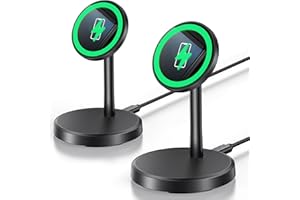 XIAUODO Magnetic Wireless Charger iPhone, 2 Pack 15W Fast Mag-Safe Charger Stand for iPhone 17/17 Air/17 Pro/17 Pro Max 16/15/14/13/12 Series, Wireless Charging Station for Pad/AirPods