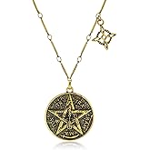 MUNORIAY Witch Knot Necklace Tetragrammaton Necklace 18k Gold Plated Vintage Irish Celtic Knot Tetragrammaton Pentagram Pendant Necklaces Witchcraft Pagan Jewelry for Women Men Amulet Gifts