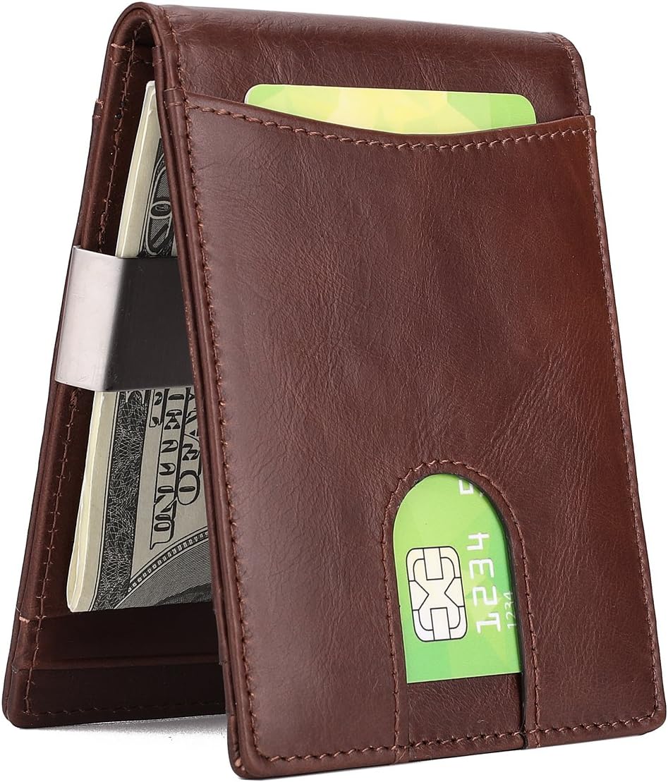 Wallet for Men Slim Genuine Leather Wallet with Money Clip