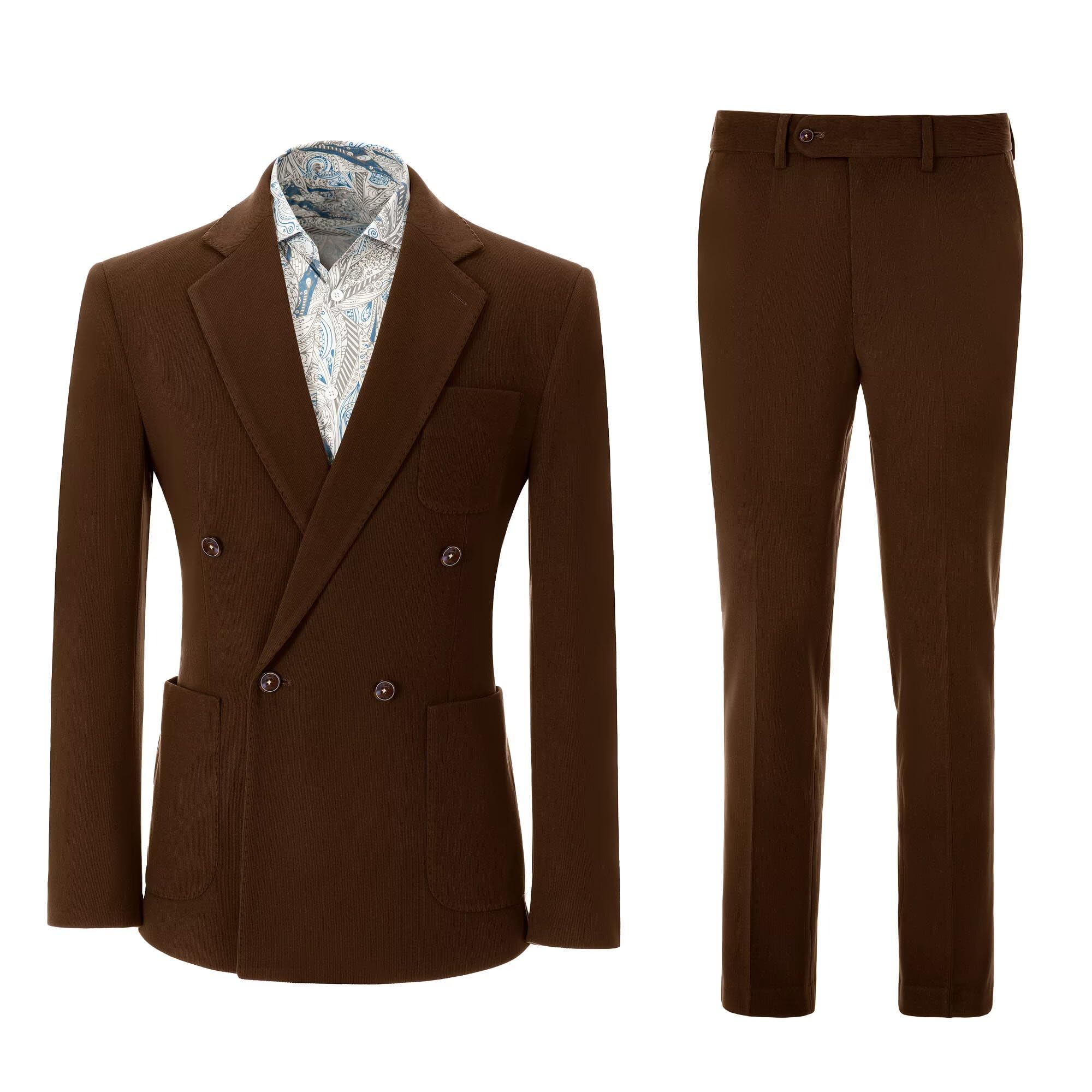 Mens 2 Button Notch Lapel Wool Suit With Double Breasted Shawl Vest in Black main image 1