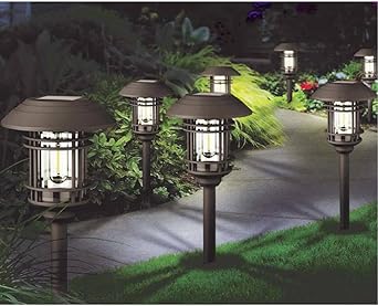 8 X Led Vintage Garten Solarleuchten Mit Batterien 8 Stunden Licht Weg Outdoor Licht Einfach Zu Installieren Keine Kabel Amazon De Beleuchtung