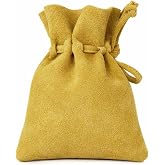 Medieval Drawstring Coin Pouch Bag,Leather Coin Pouch,Renaissance Drawstring Pouch Dice Bag,Small Coin Purse for Women/Men,Brown Swayze Suede Banana