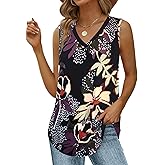 Grace's Secret Womens Fashion Summer Tank Tops V Neck Tops Casaul Sleeveless Shirts Loose Flowy Tunics Tees