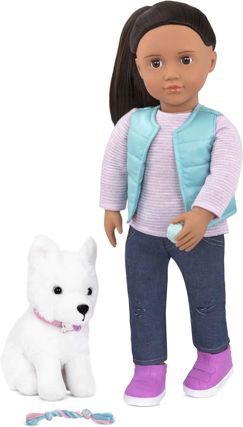 Our Generation - Cassie - 18-Inch Doll & Pet - Black Hair & Hazel Eyes - Samoyed Stuffed Animal - Pretend Play - Toy for Kids 3 Years + - Image 3