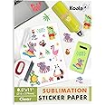 Koala Sublimation Sticker Paper 100% Transparent Waterproof Vinyl 8.5x11 inch 25 Sheets, Quick Dry Vivid Colors Holds Ink Well