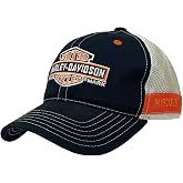 Harley-Davidson Men's Trademark B&amp;S Curved Brim Colorblocked Mesh Trucker Cap Black
