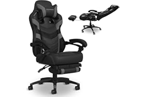 Respawn 110 Pro Ergonomic Gaming Chair with Footrest for Adults - Comfortable Office Gaming Recliner with Lumbar Support and Headrest, Racing Style Video Game Chairs for Computer Gamer - Gray