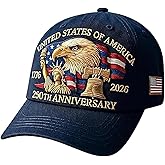 250 Anniversary USA Hat, Adjustable 250 Year American Anniversary Hat, Fully embroidered style