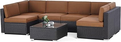 Amazon Com Suncrown Outdoor Patio Furniture 7 Piece Sofa Set Black Brown Wicker Washable Seat Cushions With Ykk Zippers And Modern Glass Coffee Table Coffee Brown Cushion Furniture Decor Amazon Com Suncrown Outdoor Patio Furniture 7 Piece Sofa Set Black Brown Wicker Washable Seat Cushions With Ykk Zippers And Modern Glass Coffee Table Coffee Brown Cushion Furniture Decor