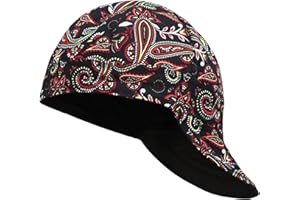 BOCOMAL FR Welding Cap Paisley Printed CAT2 Flame Resistant Midweight 6 Pannel Welder Caps