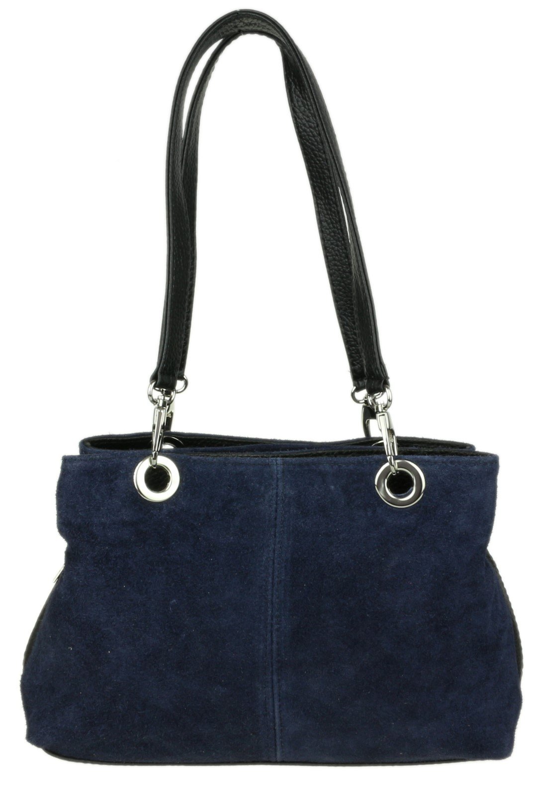 Girly HandBags Italian Suede Leather Shoulder Bag - Navy(Size: W 30, H 20, D 10 cm (W 12, H 8, D 4 inches))