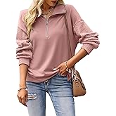 SHEWIN Womens Half Zip Sweatshirt Fall Loose High Neck Pullover Tops