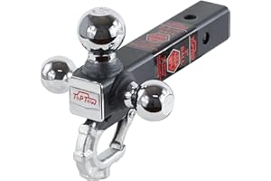 TOPTOW Trailer Hitch Tri-Ball Hitch Mount with Beast Tow Hook Chrome Hitch Balls Fits 2-inch Receiver