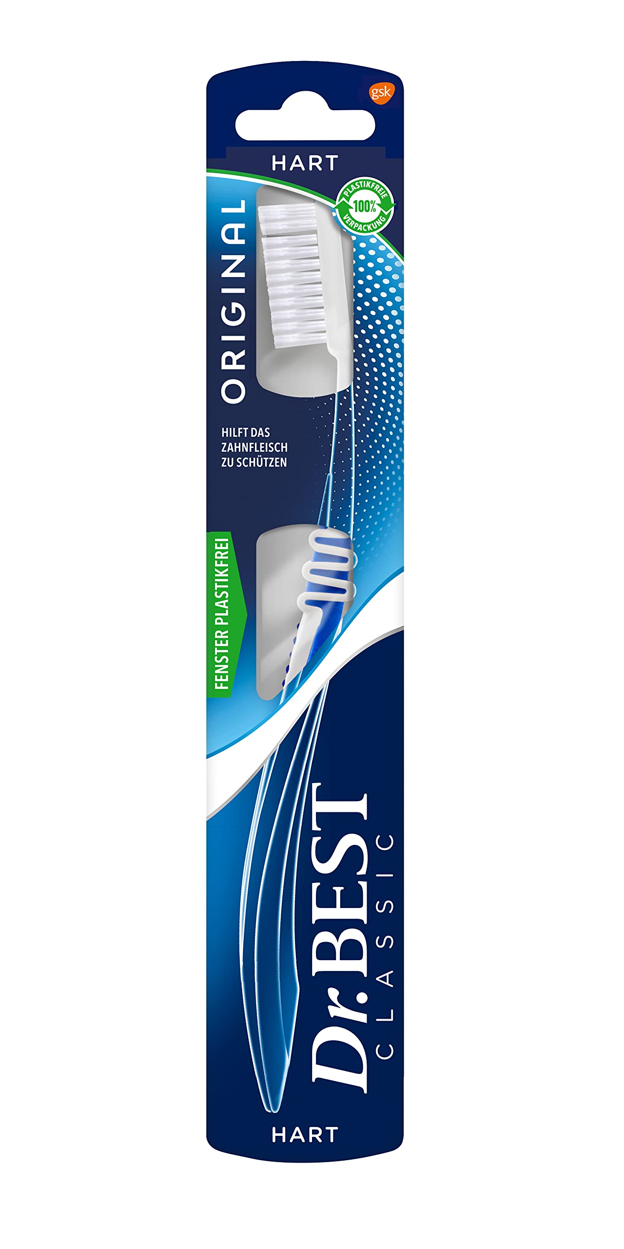 Dr.Best Best High-Low Toothbrush, Medium, for Thorough Cleaning Between Teeth with Curved Brush Profile, Pack of 1