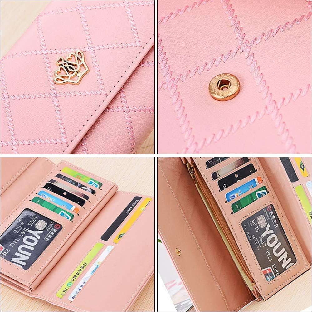 ZhengYue PU Leather Wallet Crown Wonem Ladies Girls Purse,Long Fashion Crown Female'sHandbag Money Bag Pink - Image 5