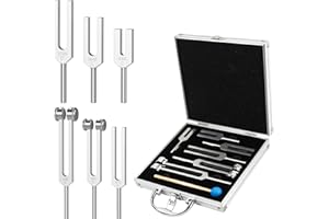 DiDiBirDi Tuning Fork Set,6 pcs (128Hz, 256Hz, 512Hz, 1024Hz, 2048Hz, 4096Hz) with Exquisite Aluminum Storage Case for Medita