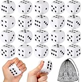 RoundFunny 24 Pcs Soft Foam Dice Bulk Kids Adult Board Game, White, Black | Soft Foam Dice, Rebound Toy, Ideas for Board Games Casino Carnival, Party Favors Gifts Decorations.
