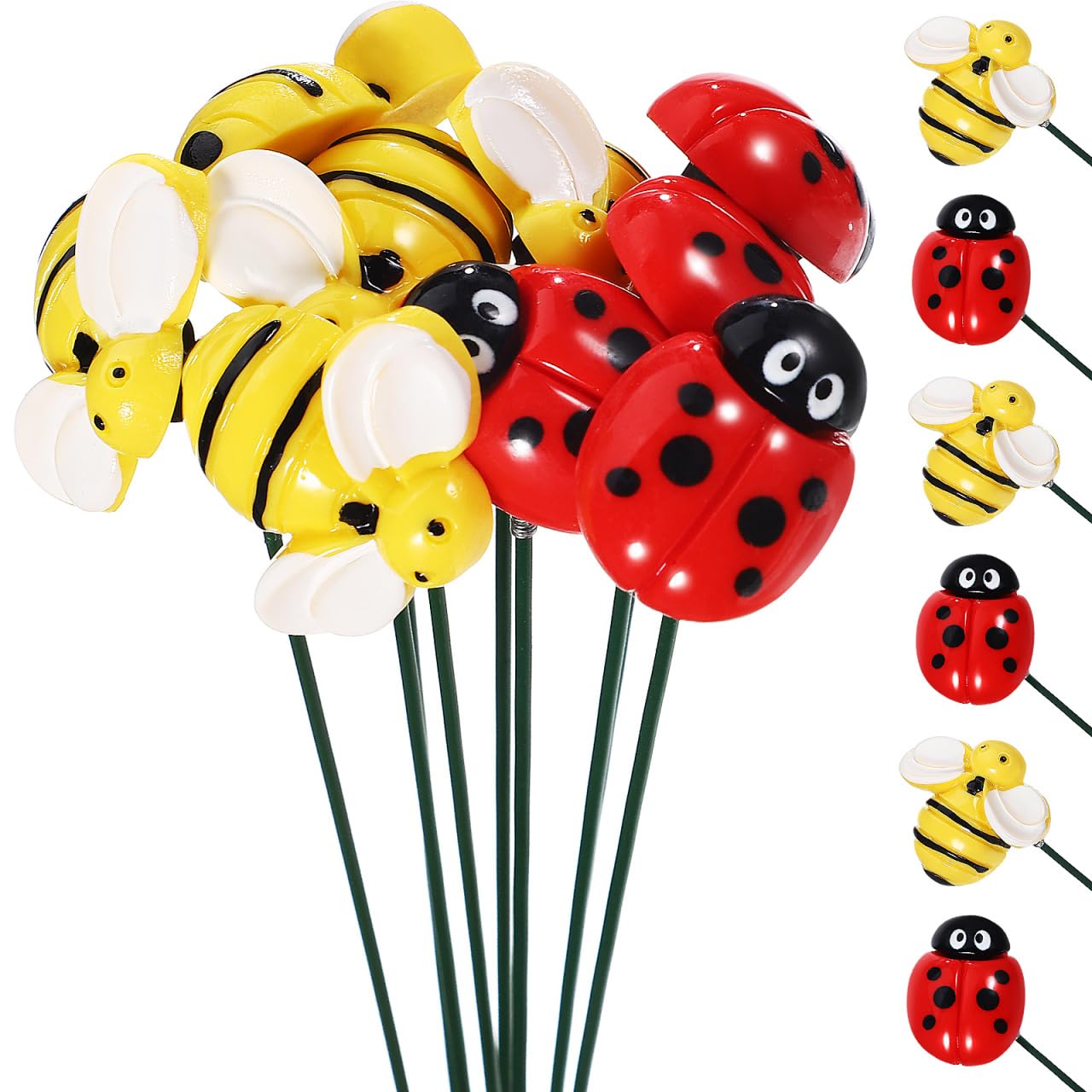 Toddmomy Garden Stake Ornaments Bee Ladybug Decorative Small Insect Garden Stakes Outdoor Lawn and Planter Pot Decorations 11.8 Inch